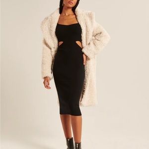 Abercrombie & Fitch, Long-Sleeve Cutout Midi Sweater Dress, Black, NWT